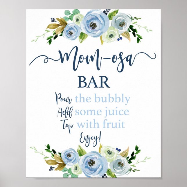 Blue floral Mom-osa sign (Front)