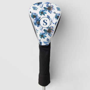 Blue Floral Monogram  Golf Head Cover