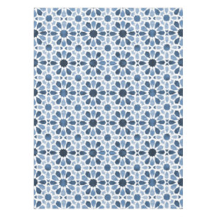 Blue Floral Moroccan Tile Pattern  Tablecloth