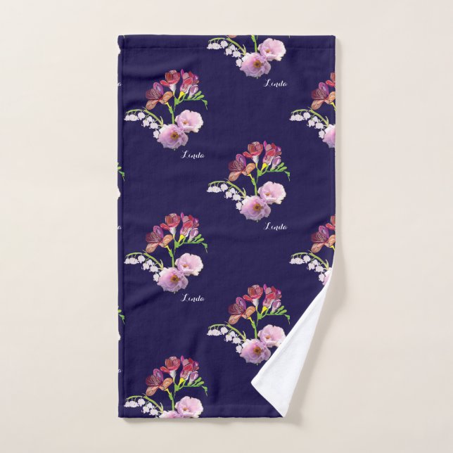 Blue Floral Mother's Day Bath Tea towel (Hand Towel)