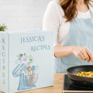 Blue Floral Mother's Day  Keepsake Gift Recipe Binder