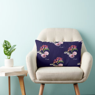 Blue Floral Mother's Day Lumbar Pillow