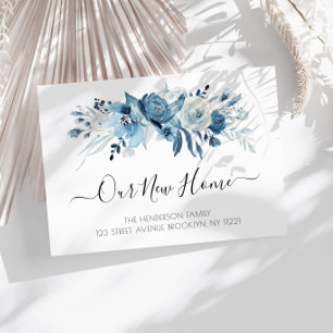 blue floral moving announcement