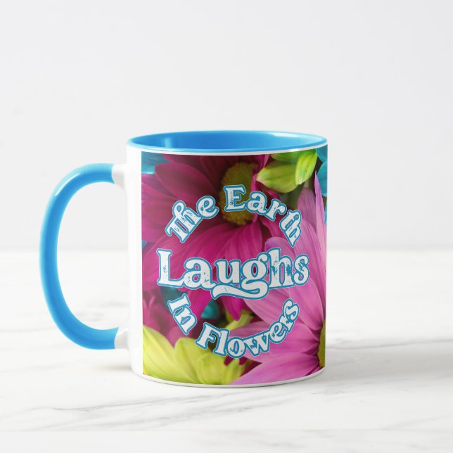 Blue Floral Mug, Famous Quotes Mug (Left)