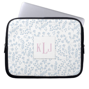 Blue Floral Neoprene Laptop Sleeve 10 inch