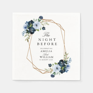 blue floral night before wedding rehearsal napkin
