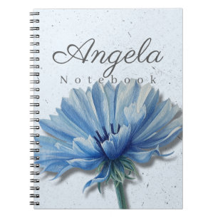 Blue Floral Notebook Name Cornflower Journal
