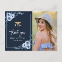 blue floral nursing school graduation thank you