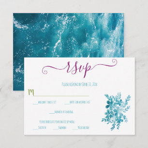 Blue Floral Ocean RSVP Cards