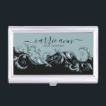 Blue Floral Ornamental | Personalize     Business Card Holder<br><div class="desc">Professional Business Card Holder ready for you to personalize. ✔NOTE: ONLY CHANGE THE TEMPLATE AREAS NEEDED! 😀 If needed, you can remove the text and start fresh adding whatever text and font you like. 📌If you need further customization, please click the "Click to Customize further" or "Customize or Edit Design"...</div>