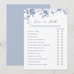 Blue Floral Over or Under Bridal Shower Game Cards