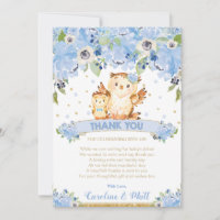 Blue Floral Owl Baby Shower Boy