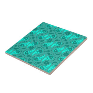 Blue Floral Paisley Tile