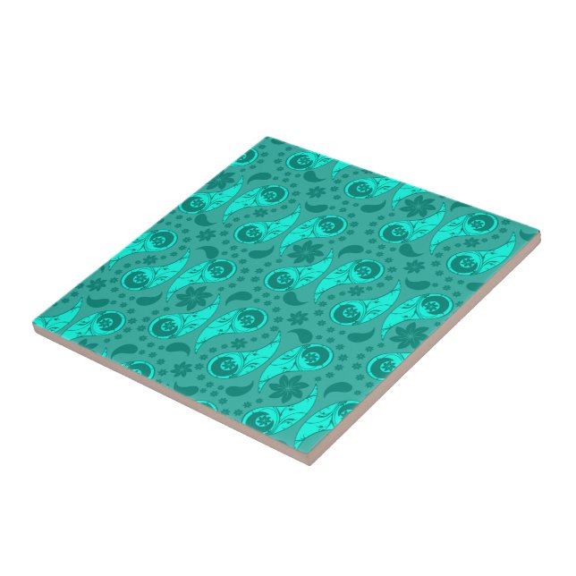 Blue Floral Paisley Tile (Side)