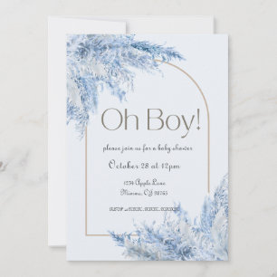 Blue Floral Pampas Baby Shower Invitation