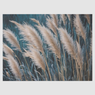Blue Floral Pampas Grass Tissue Paper