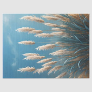 Blue Floral Pampas Grass Tissue Paper