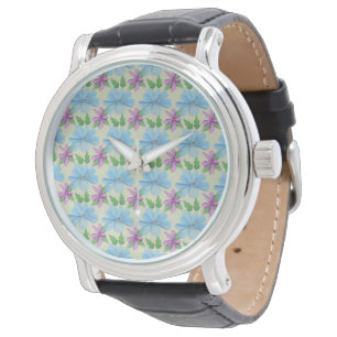 Blue Floral Pattern Aesthetic   Watercolor Flower  Watch