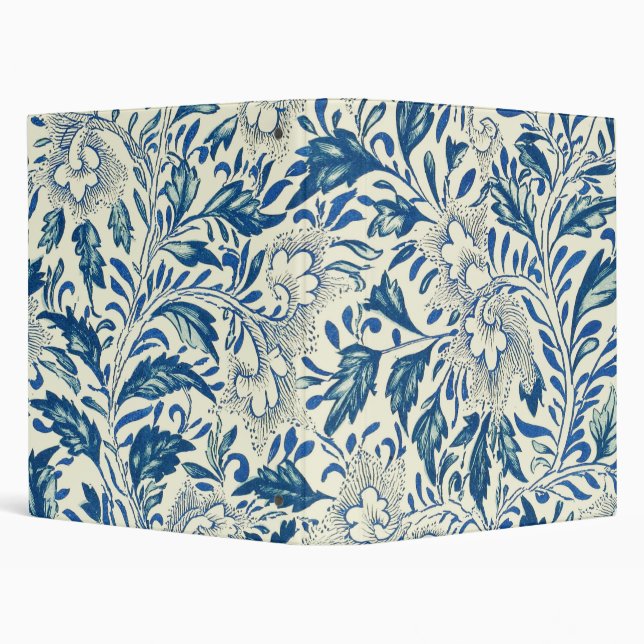 Blue Floral Pattern Antique Asian Design Binder (Background)
