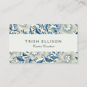 Blue Floral Pattern Antique Asian Design Business Card