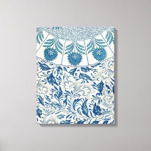 Blue Floral Pattern Antique Asian Design Canvas Print