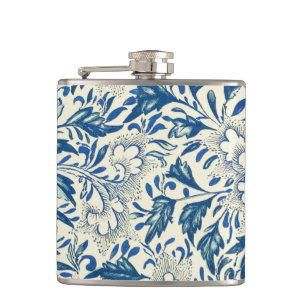 Blue Floral Pattern Antique Asian Design Hip Flask