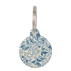 Blue Floral Pattern Antique Asian Design Pet Tag