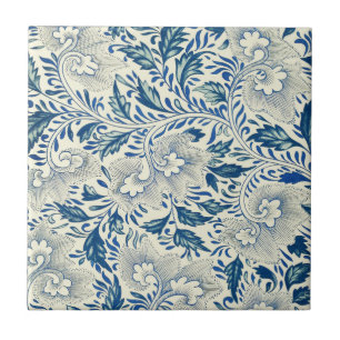 Blue Floral Pattern Antique Asian Design Tile