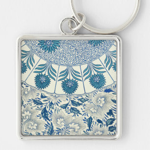 Blue floral Pattern Antique Vintage Keychain