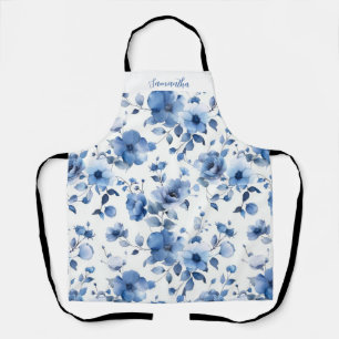 Blue Floral Pattern  Apron