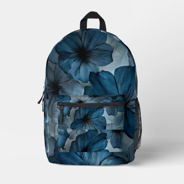 Blue Floral Pattern Backpack (Front)