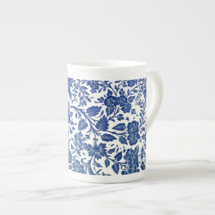 Blue Floral Pattern Bone China Mug