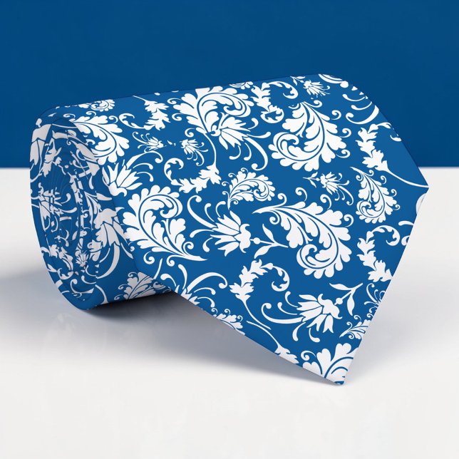 Blue Floral Pattern Custom Necktie (Creator Uploaded)