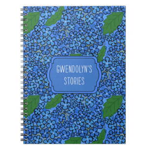 Blue Floral Pattern Custom Student Notebook
