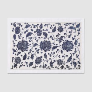 Blue floral pattern decoupage tissue paper