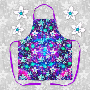 Blue Floral Pattern - Edelweiss Flower Geometric Apron