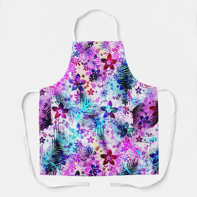 Blue Floral Pattern - Edelweiss Flower Geometric Apron (Front)