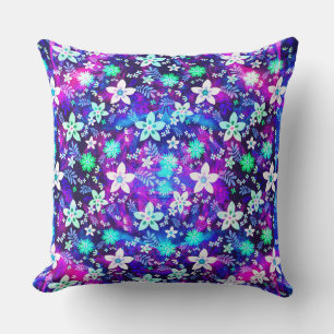 Blue Floral Pattern - Edelweiss Flower Geometric T Throw Pillow