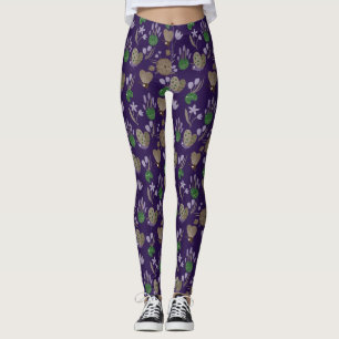 Blue Floral Pattern Leggings