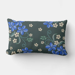 Blue Floral Pattern    Lumbar Pillow