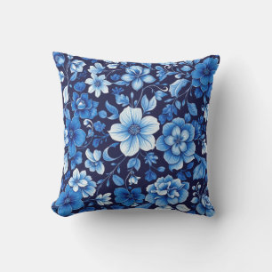 blue floral pattern outdoor pillow