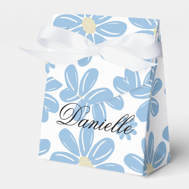 Blue Floral Pattern - Personalized Favour Box (Front Side)