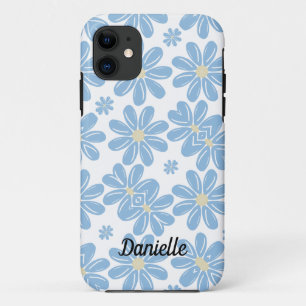 Blue Floral Pattern - Personalized iPhone 11 Case