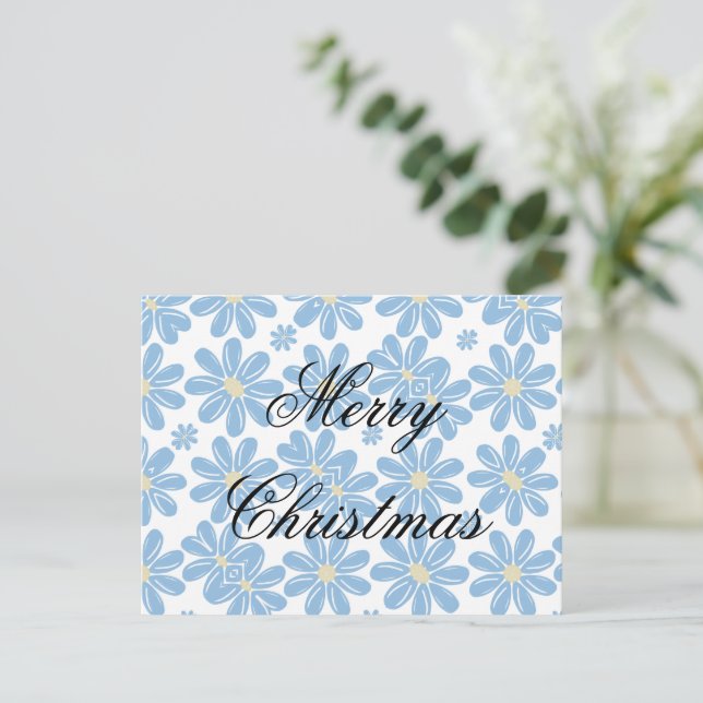 Blue Floral Pattern - Personalized Postcard (Standing Front)