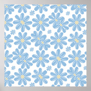 Blue Floral Pattern - Poster