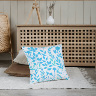 Blue Floral pattern.ST01 No BG Throw Pillow