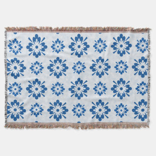 Blue floral pattern throw blanket