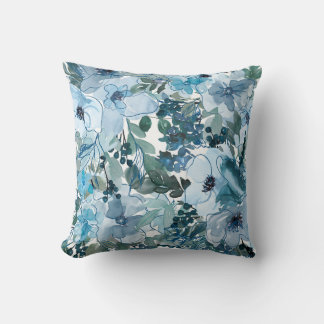 Blue floral pattern throw pillow