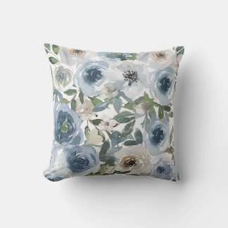 Blue floral pattern throw pillow