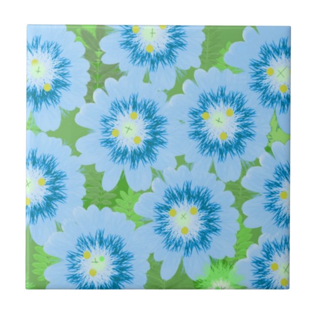 Blue Floral Pattern Tile (Front)